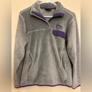 Patagonia Synchilla Snap-T Fleece Pullover Gray w/ Purple Trim Women’s M